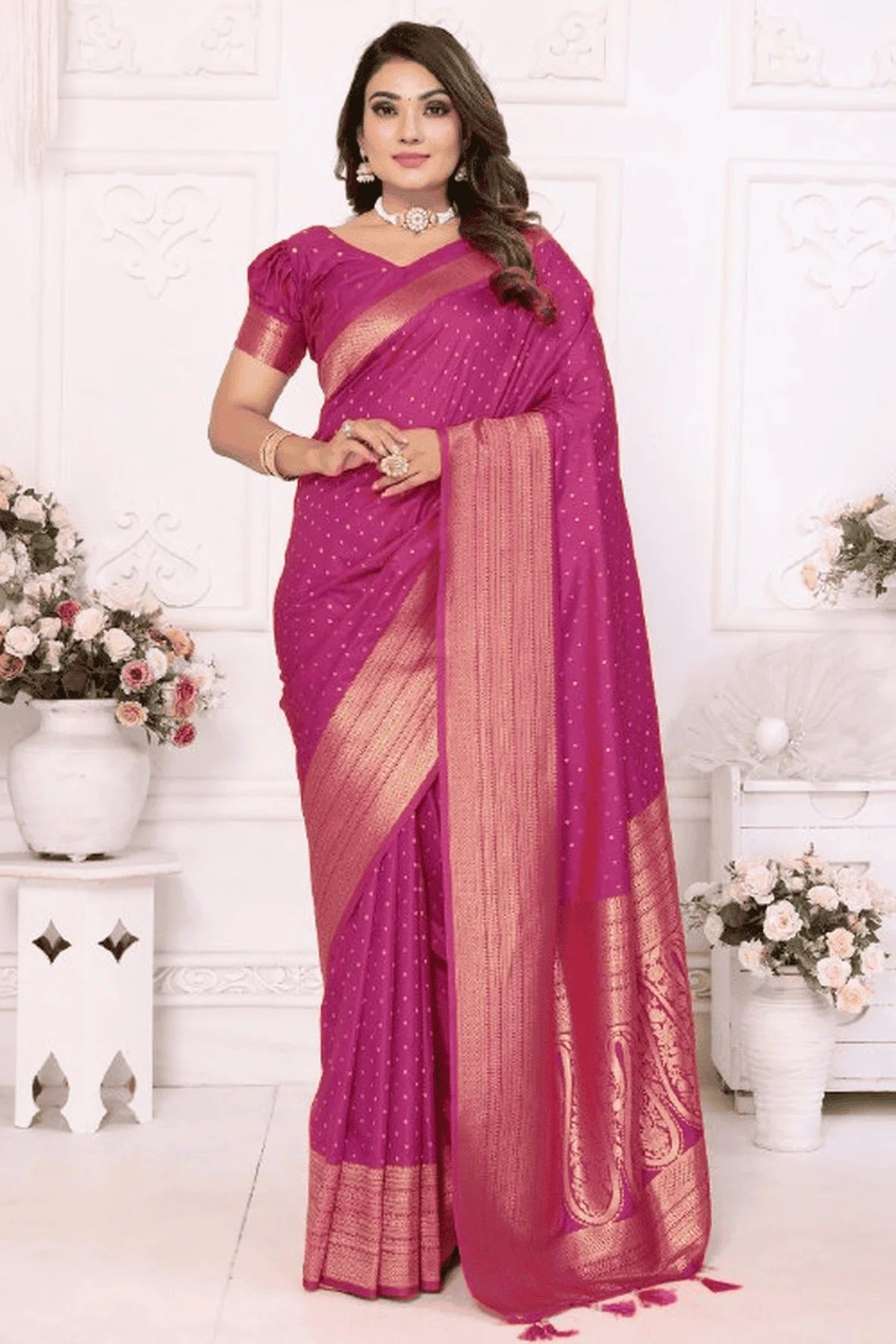 Pink Colour Woven Work Soft Silk Traditional Saree SD1250281