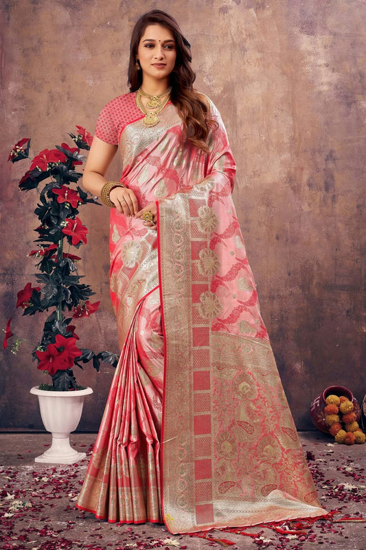 Pink Colour Woven Work South Silk Saree SD1101446