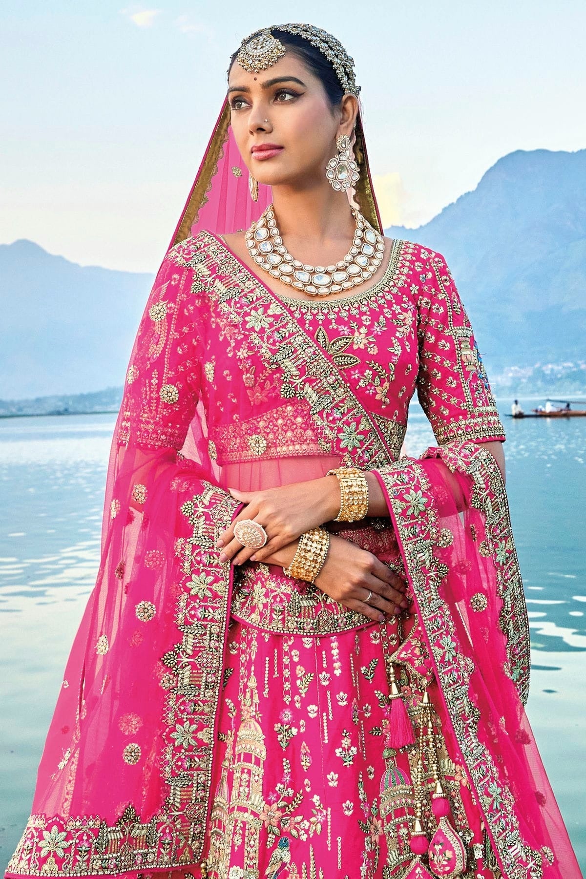 Pink Embroidery Silk Lehenga Choli LC1290123 A