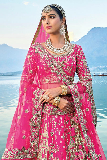 Pink Embroidery Silk Lehenga Choli LC1290123 A
