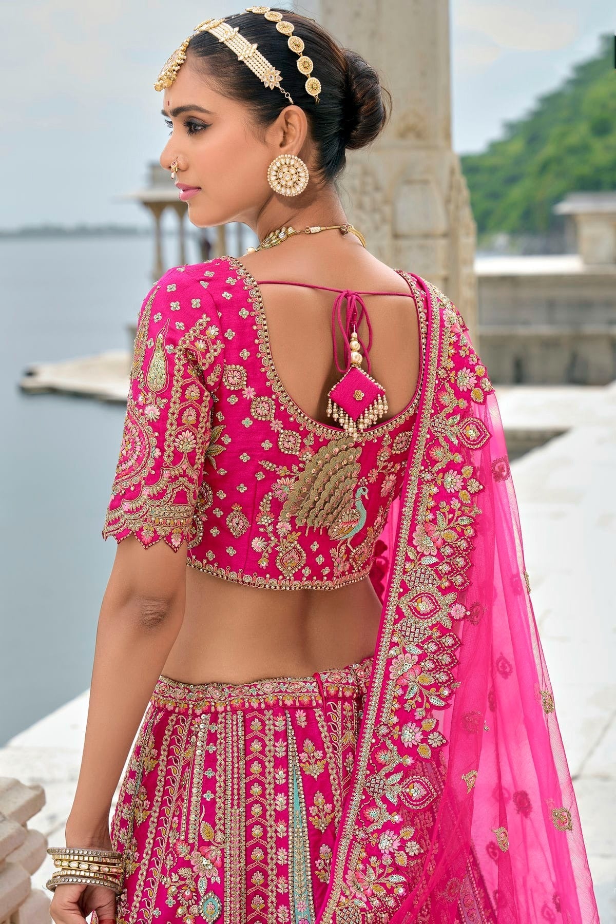 Pink Embroidery Silk Lehenga Choli LC1290126 B