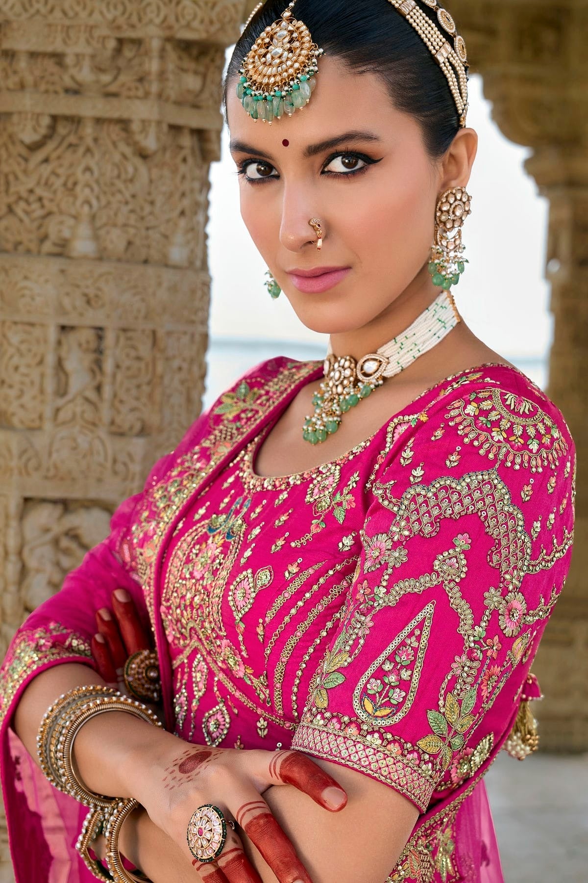 Pink Embroidery Silk Lehenga Choli LC1290128 B