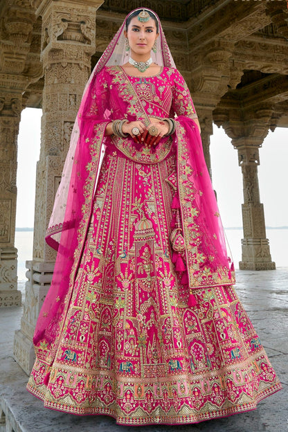 Pink Embroidery Silk Lehenga Choli LC1290128
