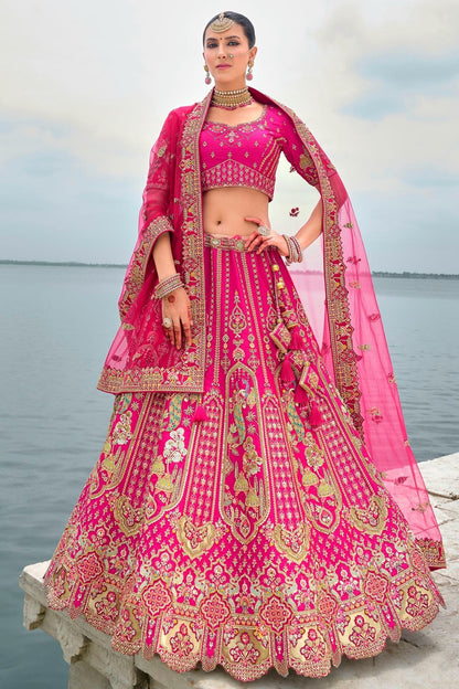 Pink Embroidery Silk Lehenga Choli LC1290132 A