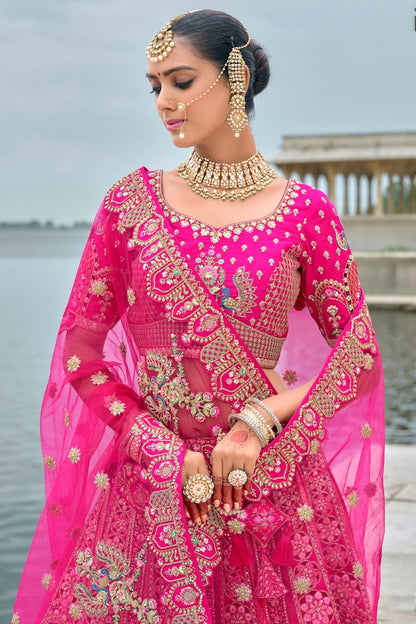 Pink Embroidery Silk Lehenga Choli LC1290134 A