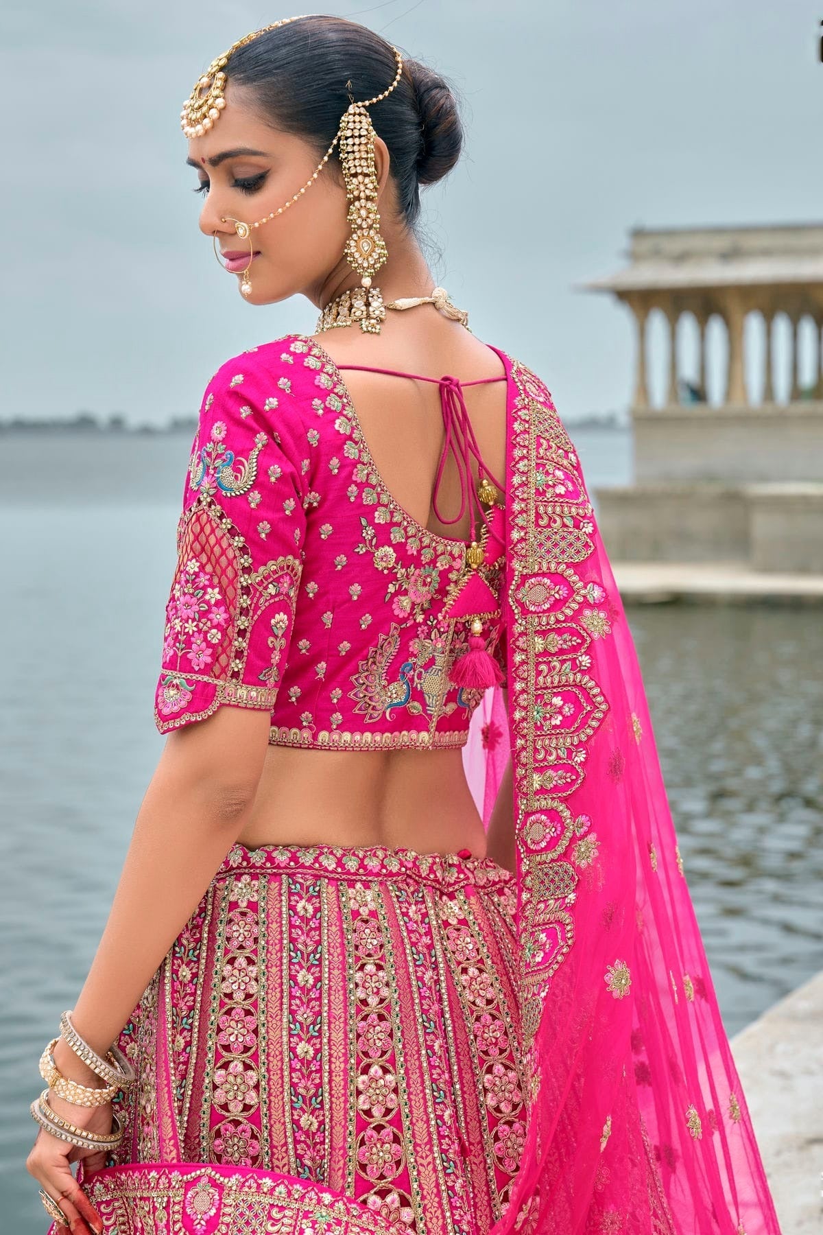 Pink Embroidery Silk Lehenga Choli LC1290134 B