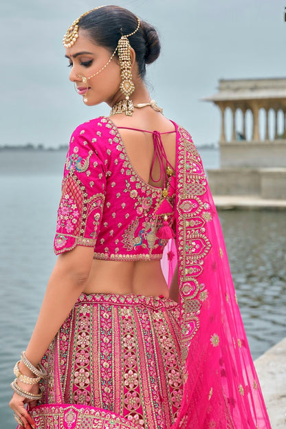 Pink Embroidery Silk Lehenga Choli LC1290134 B