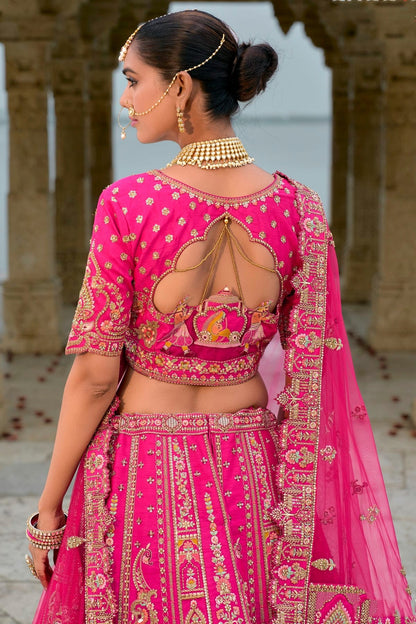 Pink Embroidery Silk Lehenga Choli LC1290135 B