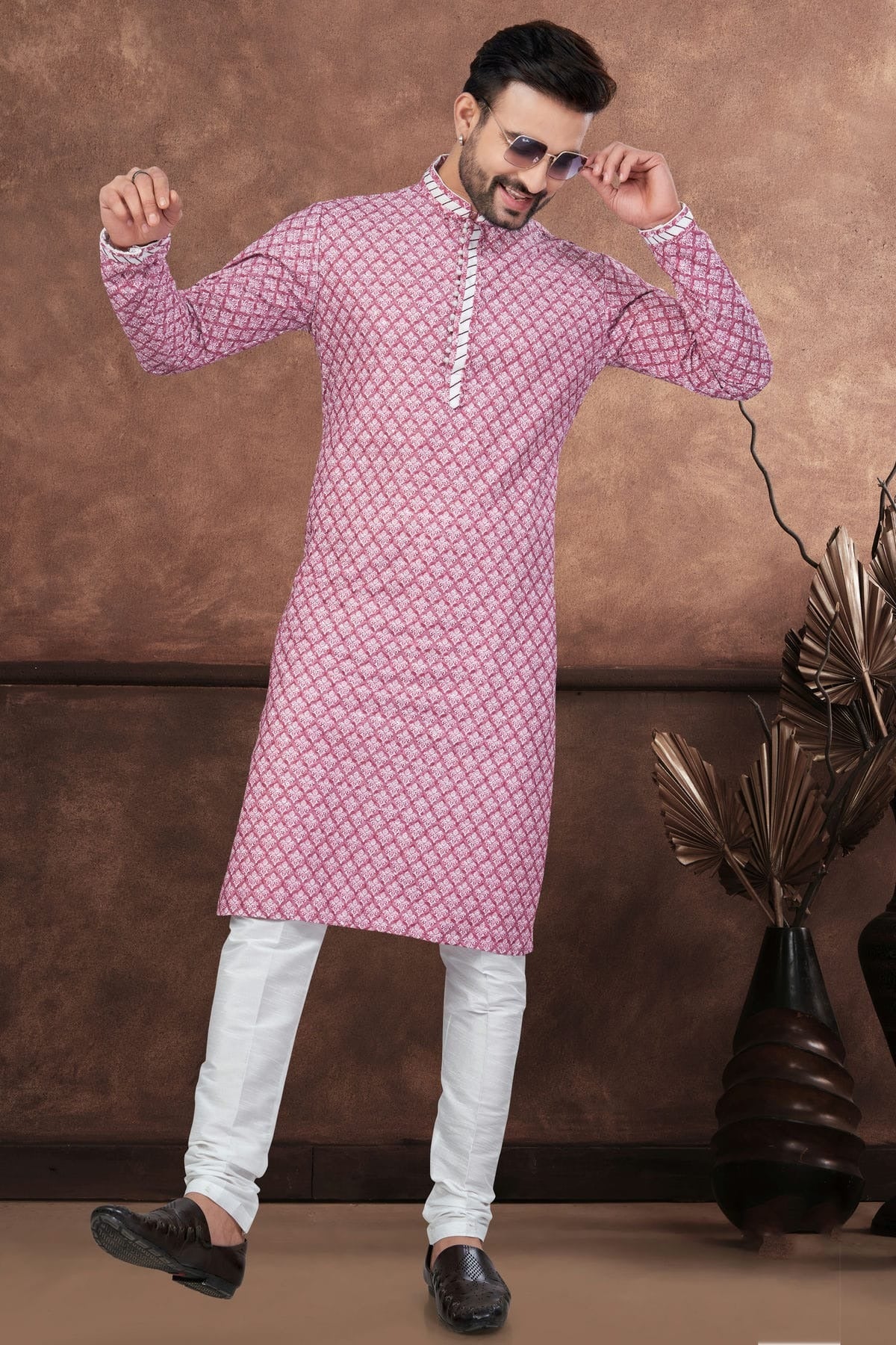 Pink Soft Rayon Kurta Pajama KP1040687