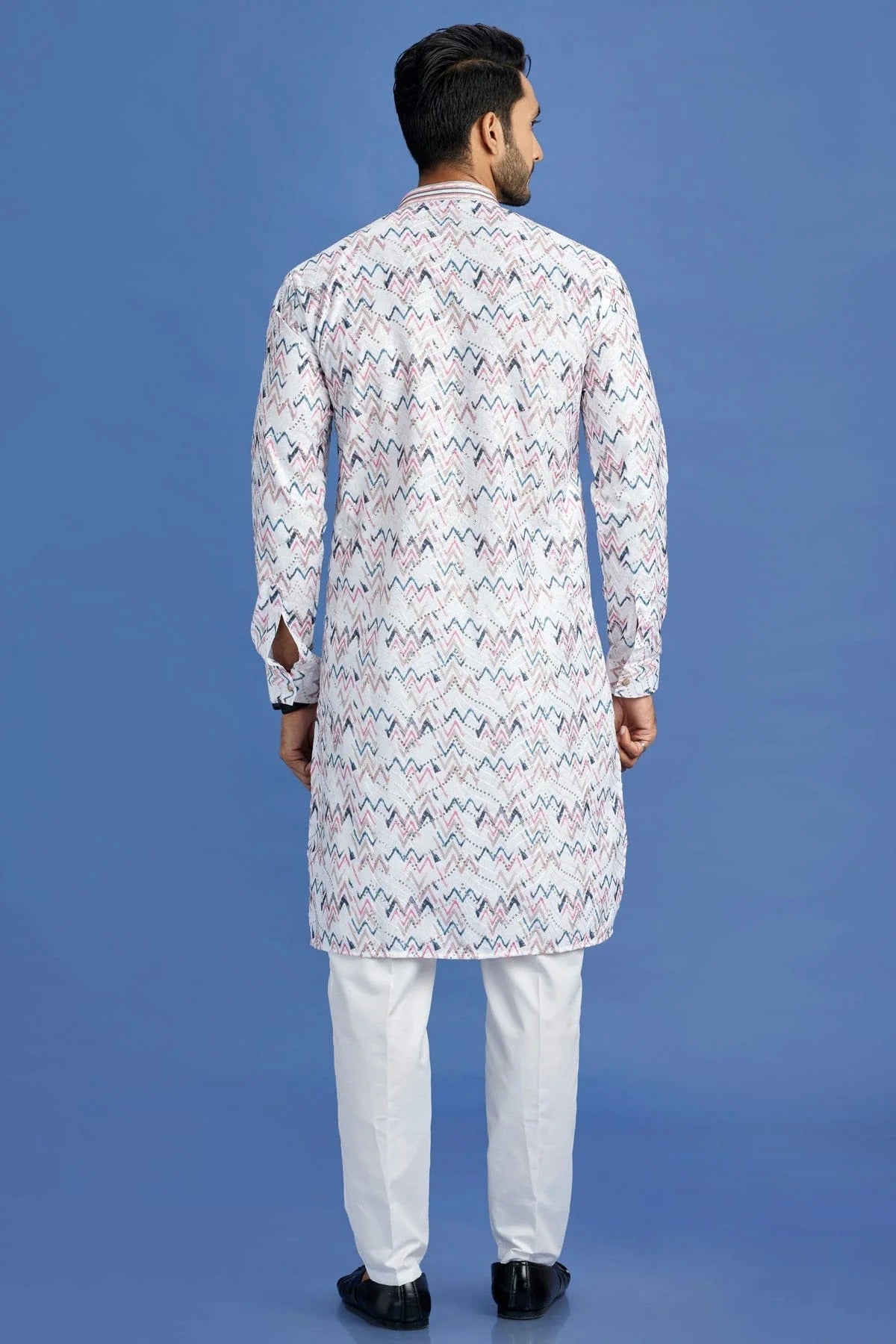 Pink and Blue Colour Cotton Pintex Work Kurta Pajama KP1230151 B