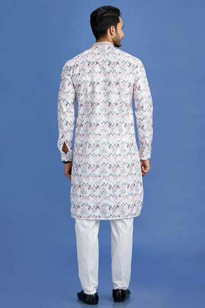 Pink and Blue Colour Cotton Pintex Work Kurta Pajama KP1230151 B