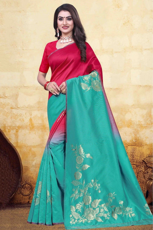 Pink and Green Colour Banarasi Art Silk Traditional Saree SD1120750