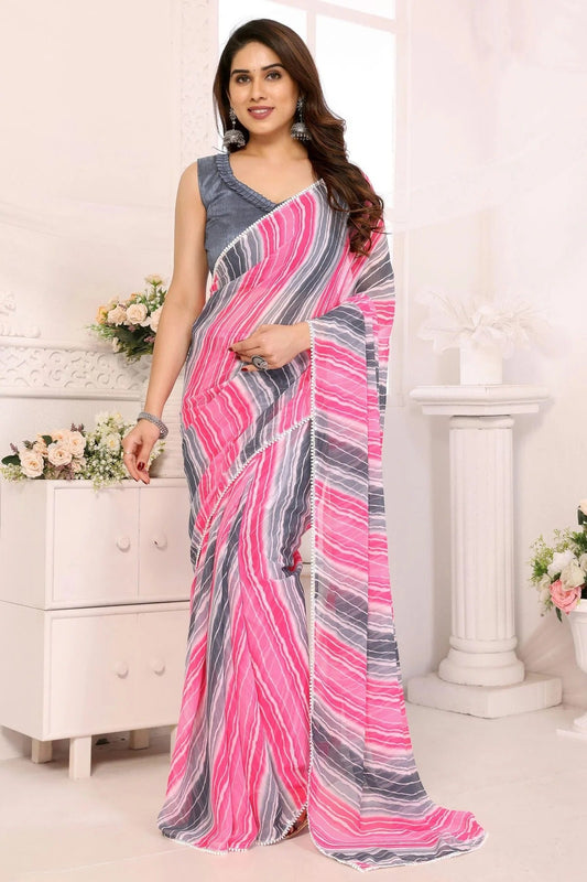 Pink and Grey Colour Georgette Ready To Wear Saree SD1180038