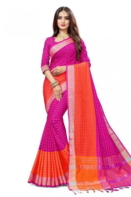 Pink and Orange Colour Cotton Silk Woven Saree SD1100833