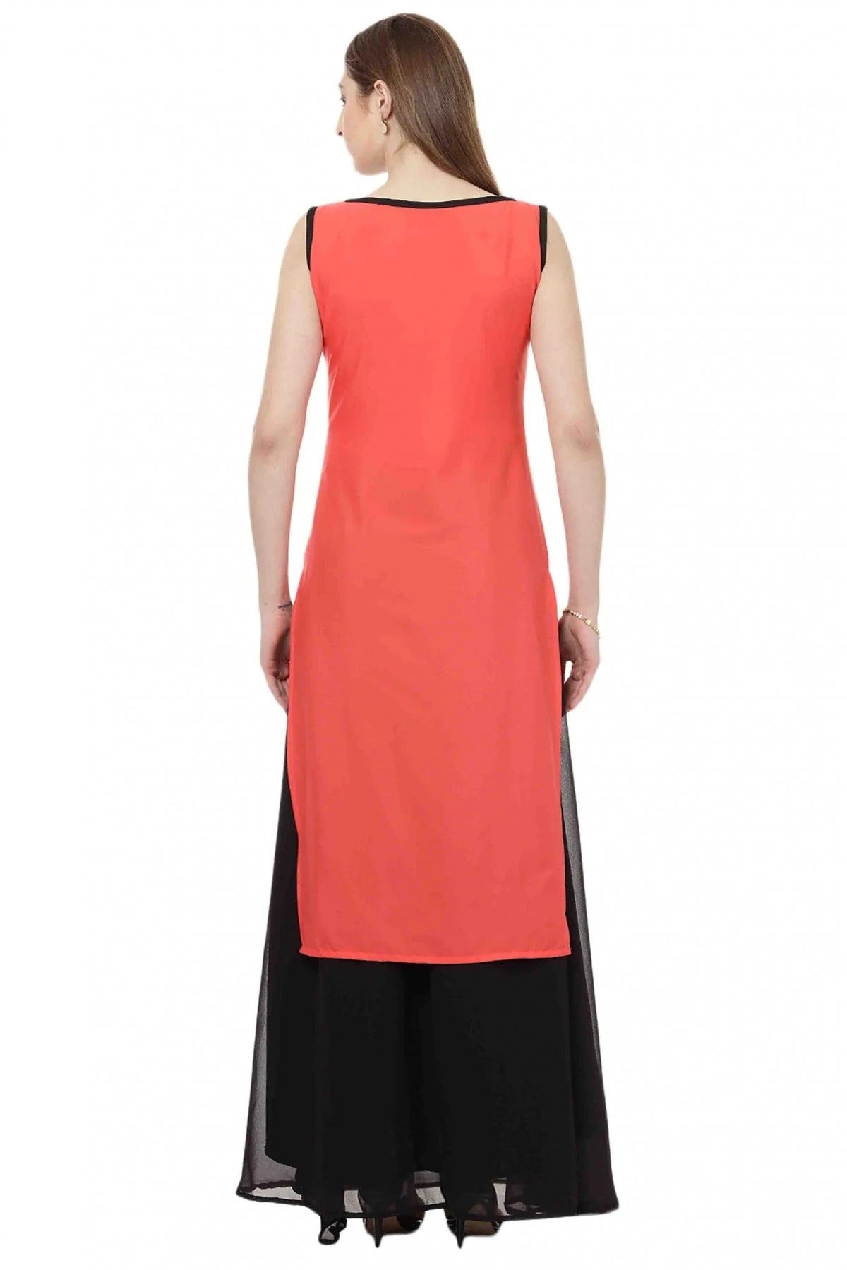 Pink and Orange Colour Plus Size Crepe Straight Kurti KR1060201 B