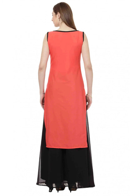 Pink and Orange Colour Plus Size Crepe Straight Kurti KR1060201 B