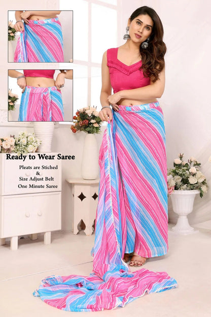 Pink and Sky Blue Colour Georgette Ready To Wear Saree SD1180039 A