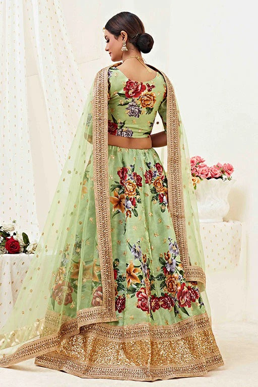 Pista Green Colour Banglori Satin Designer Lehenga Choli LC1240031 A