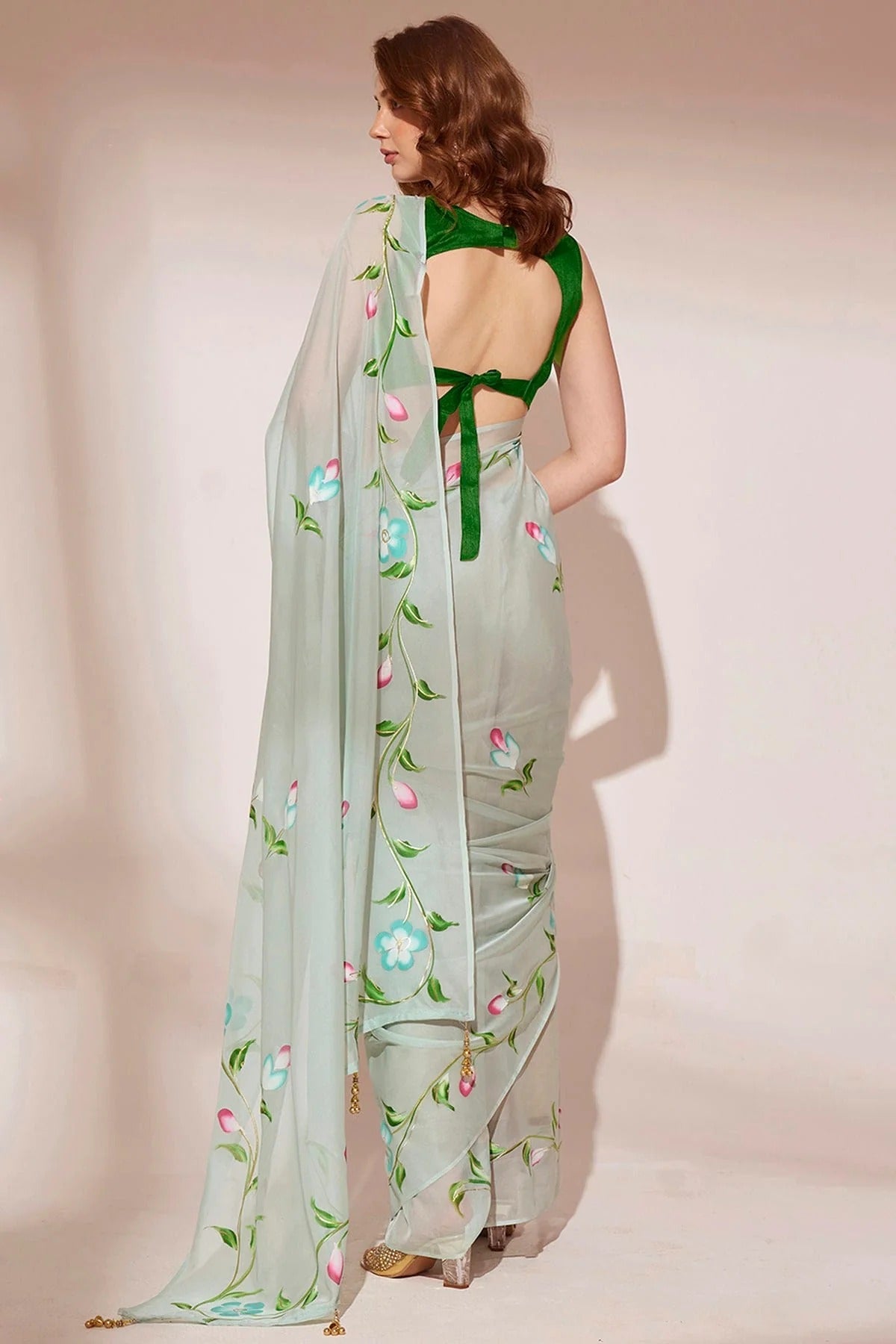 Pista Green Colour Blooming Organza Saree SD1110433 A
