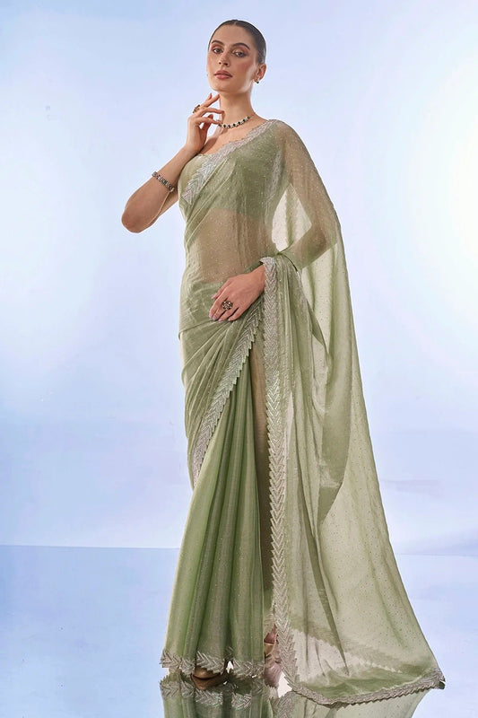 Pista Green Colour Burburry Saree SD1110442