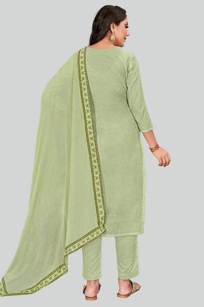 Pista Green Colour Chanderi Silk Pant Style Suit SM1110597 A