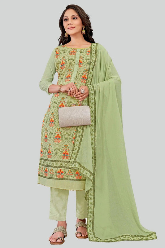 Pista Green Colour Chanderi Silk Pant Style Suit SM1110597