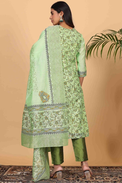 Pista Green Colour Chanderi Stitched Suit SS1112919 A
