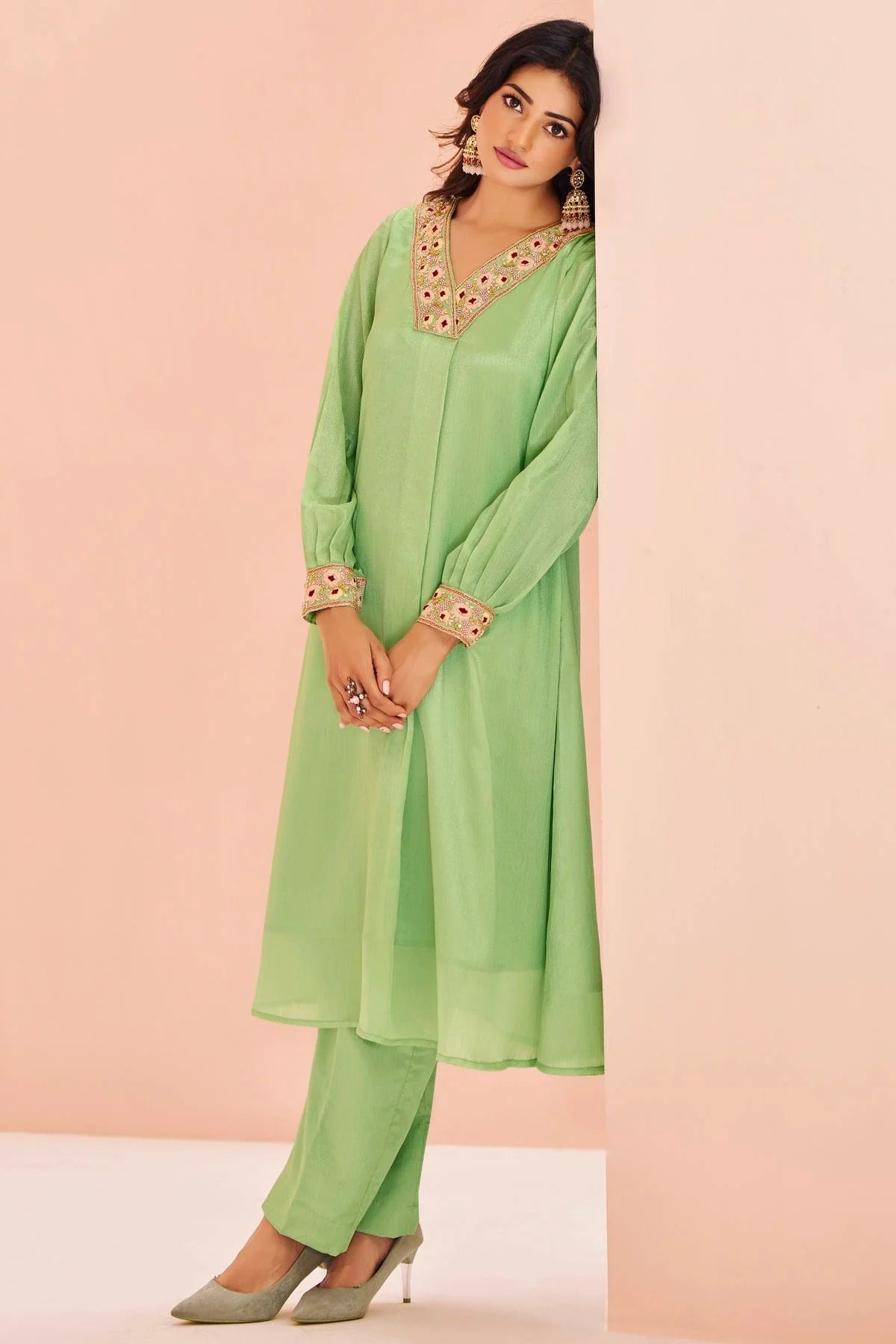 Pista Green Colour Chinon Top and Bottom TP1080936 B