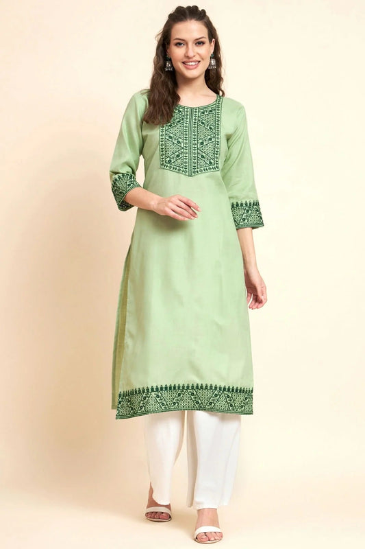 Pista Green Colour Cotton Kurti KR1111055