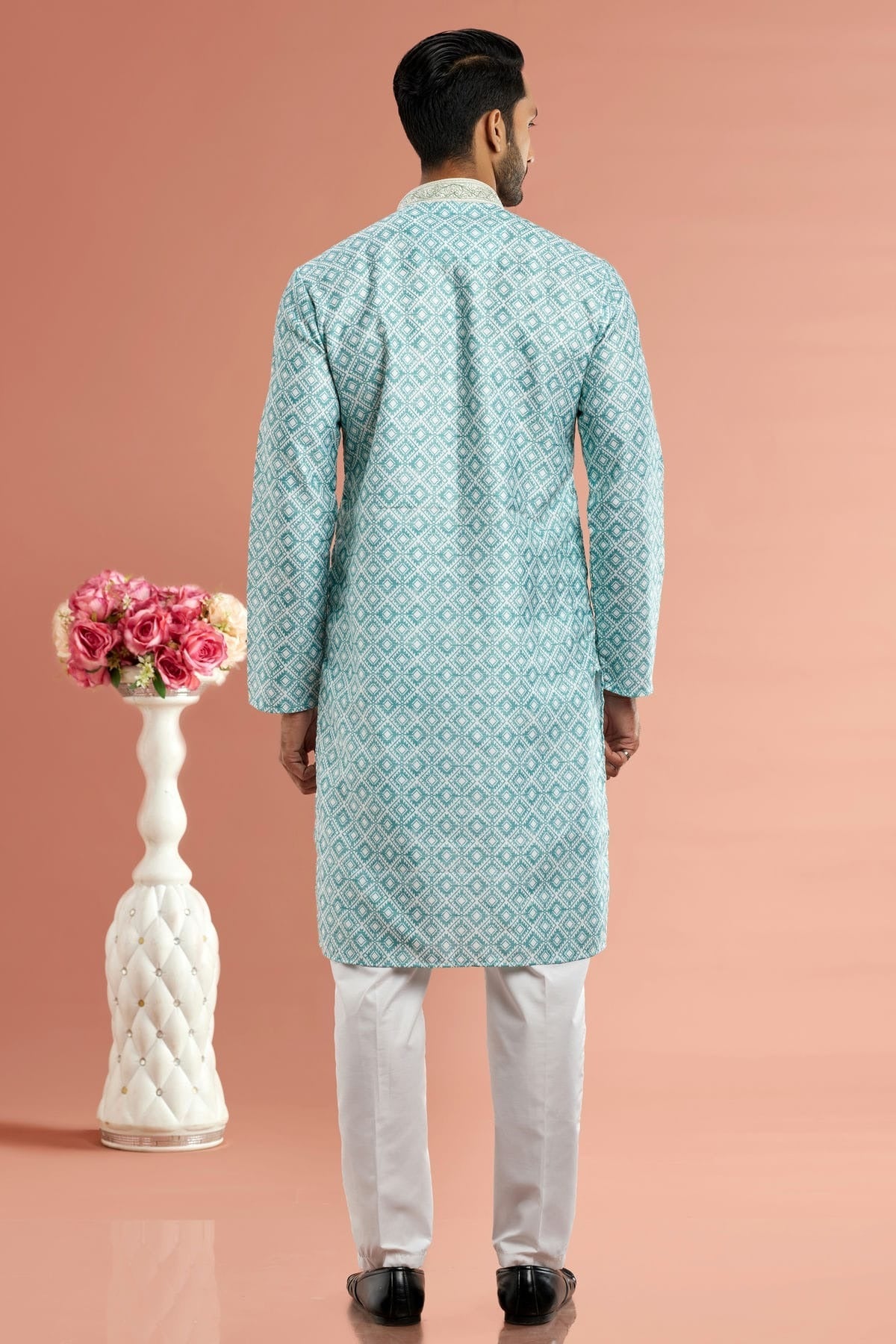 Pista Green Colour Cotton Thread Work Kurta Pajama KP1230166 B