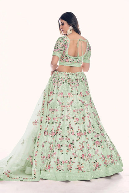 Pista Green Colour Embroidery Soft Net Lehenga Choli LD1080760 A