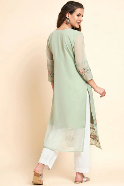 Pista Green Colour Georgette Kurti KR1111061 A