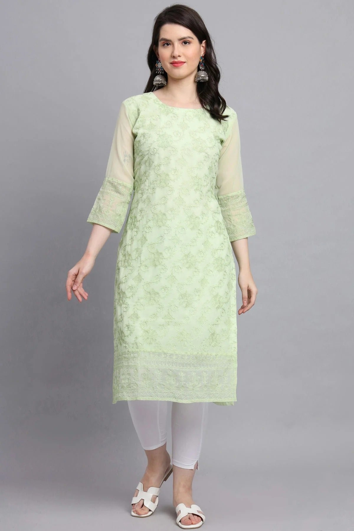 Pista Green Colour Georgette Kurti KR1111159