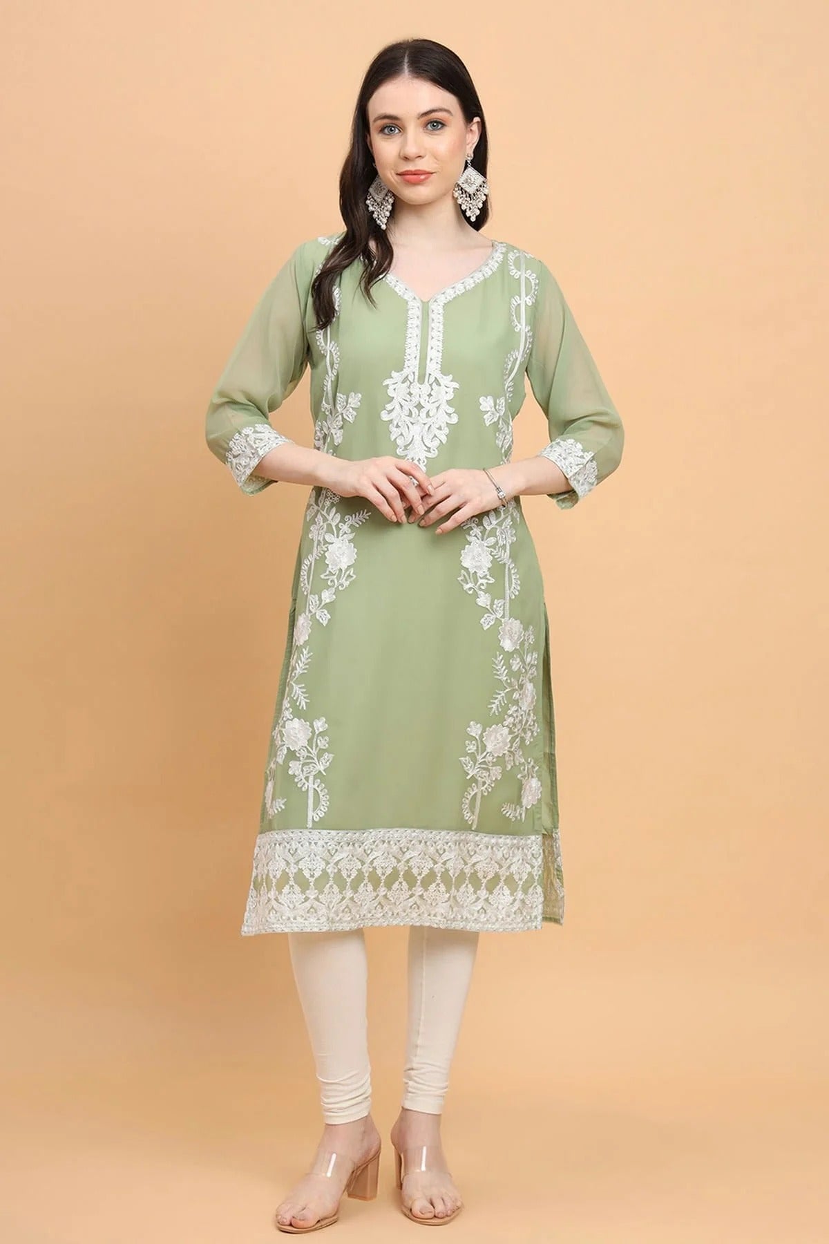 Pista Green Colour Georgette Kurti KR1111180