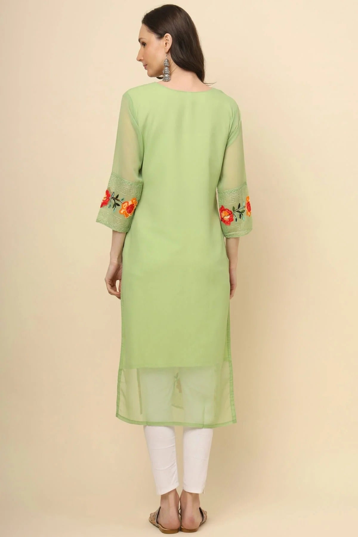 Pista Green Colour Georgette Kurti KR1111205 A