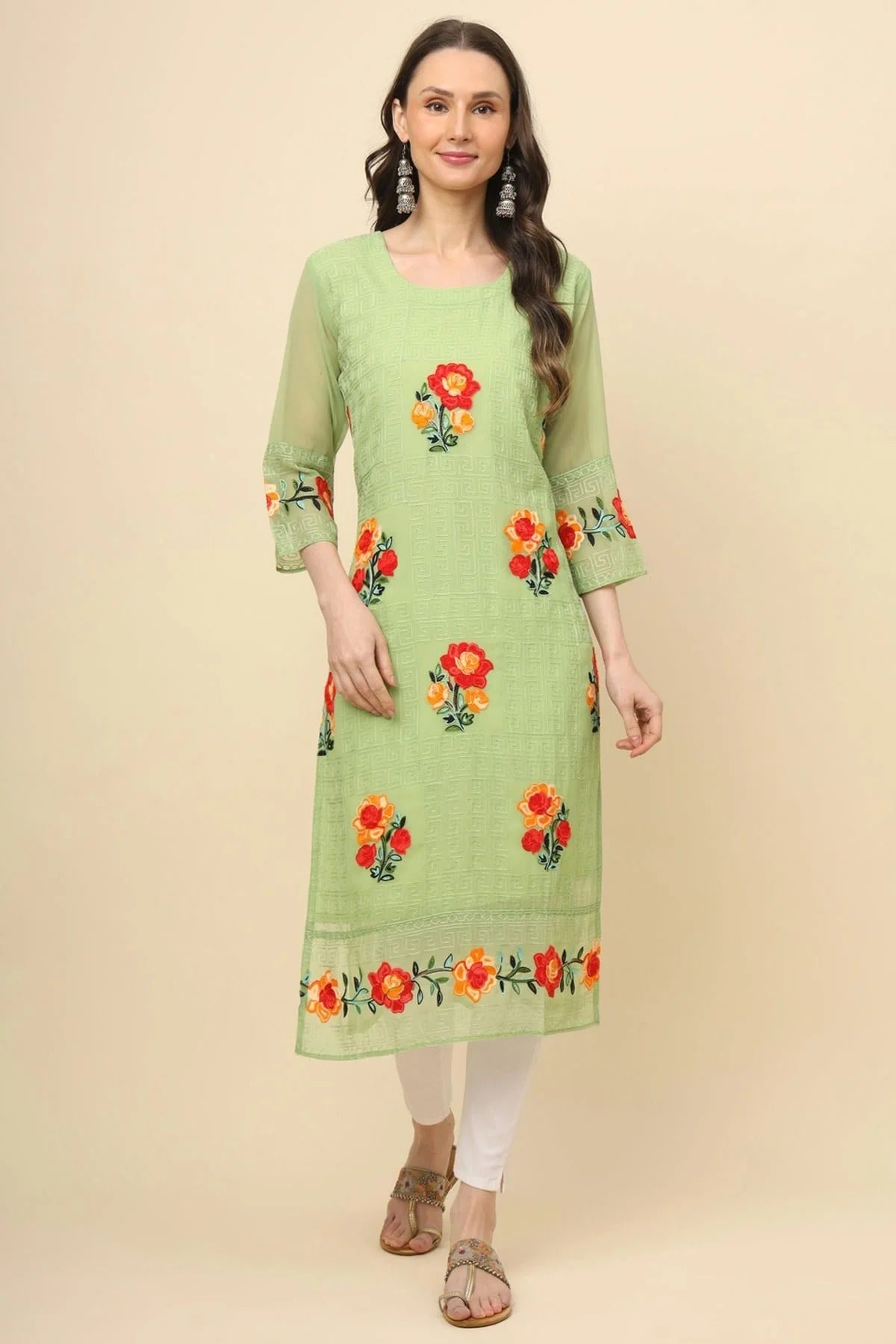 Pista Green Colour Georgette Kurti KR1111205