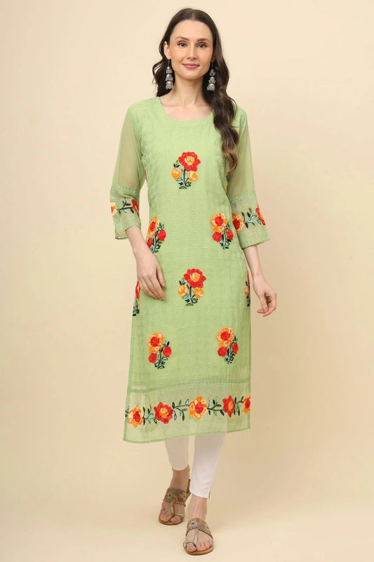 Pista Green Colour Georgette Kurti KR1111205