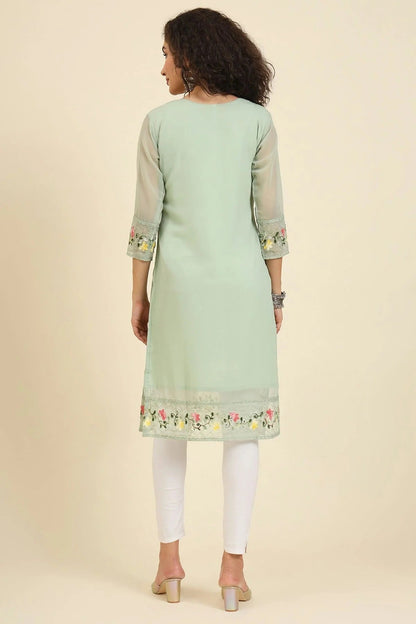 Pista Green Colour Georgette Kurti KR1111235 A