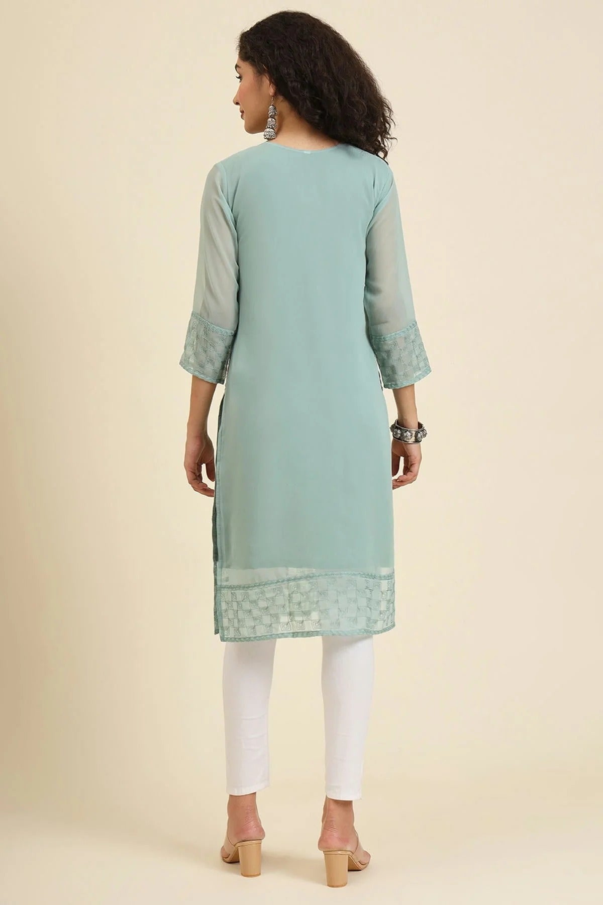 Pista Green Colour Georgette Kurti KR1111239 A