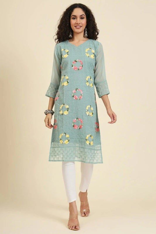 Pista Green Colour Georgette Kurti KR1111239