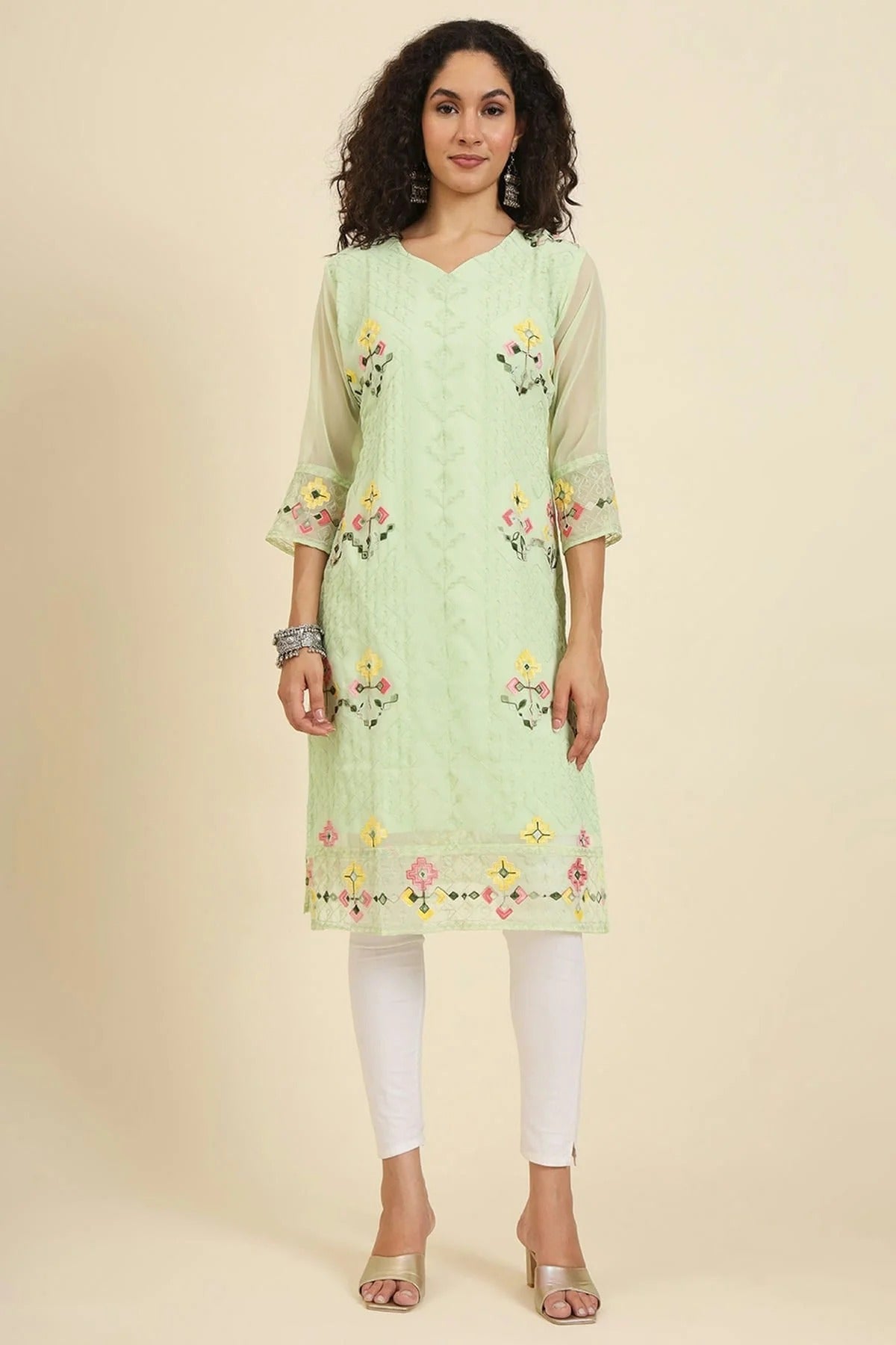 Pista Green Colour Georgette Kurti KR1111245