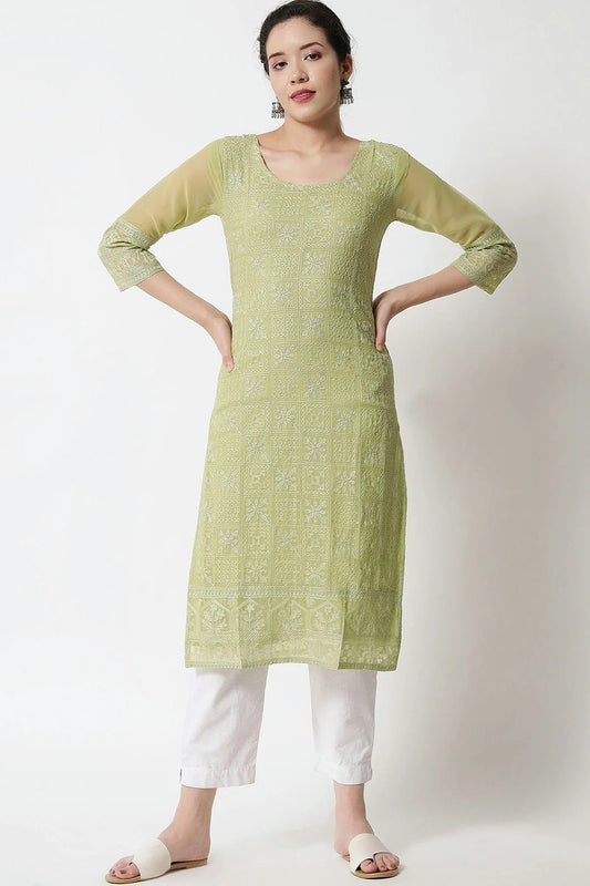 Pista Green Colour Georgette Kurti KR1111277