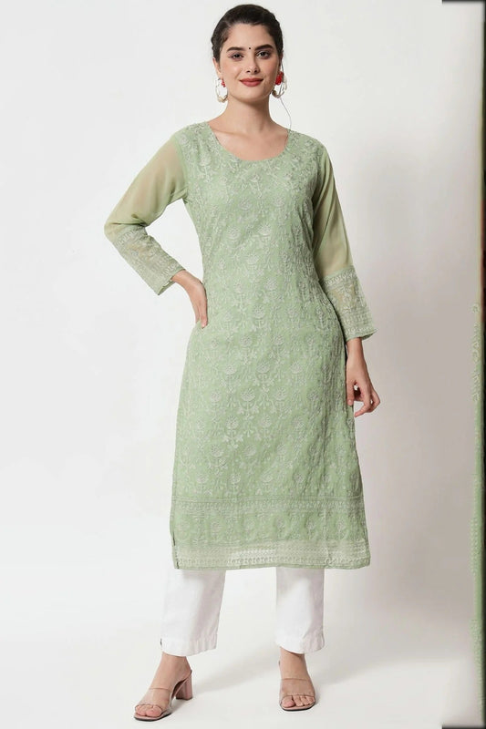 Pista Green Colour Georgette Kurti KR1111284