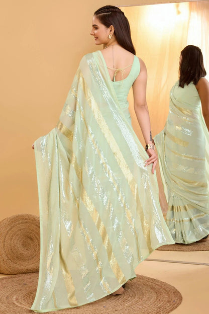 Pista Green Colour Georgette Saree SD1110005 A