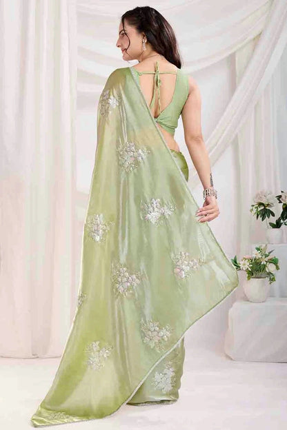 Pista Green Colour Jimmi Choo Designer Saree SD1112845 A