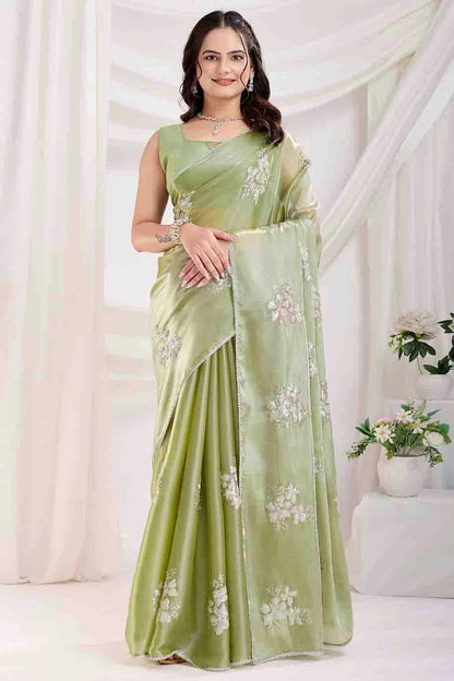 Pista Green Colour Jimmi Choo Designer Saree SD1112845