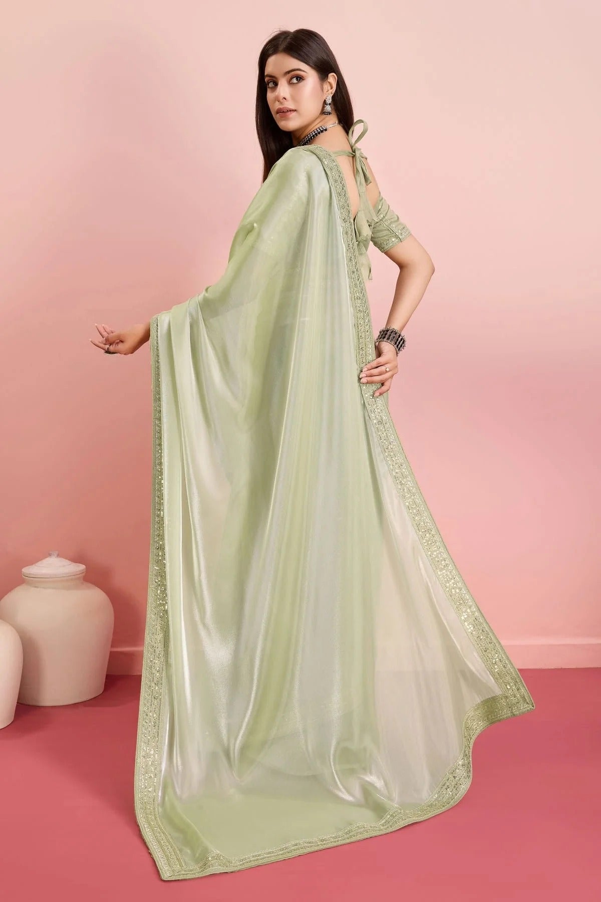 Pista Green Colour Jimmy Choo Saree SD1110452 A