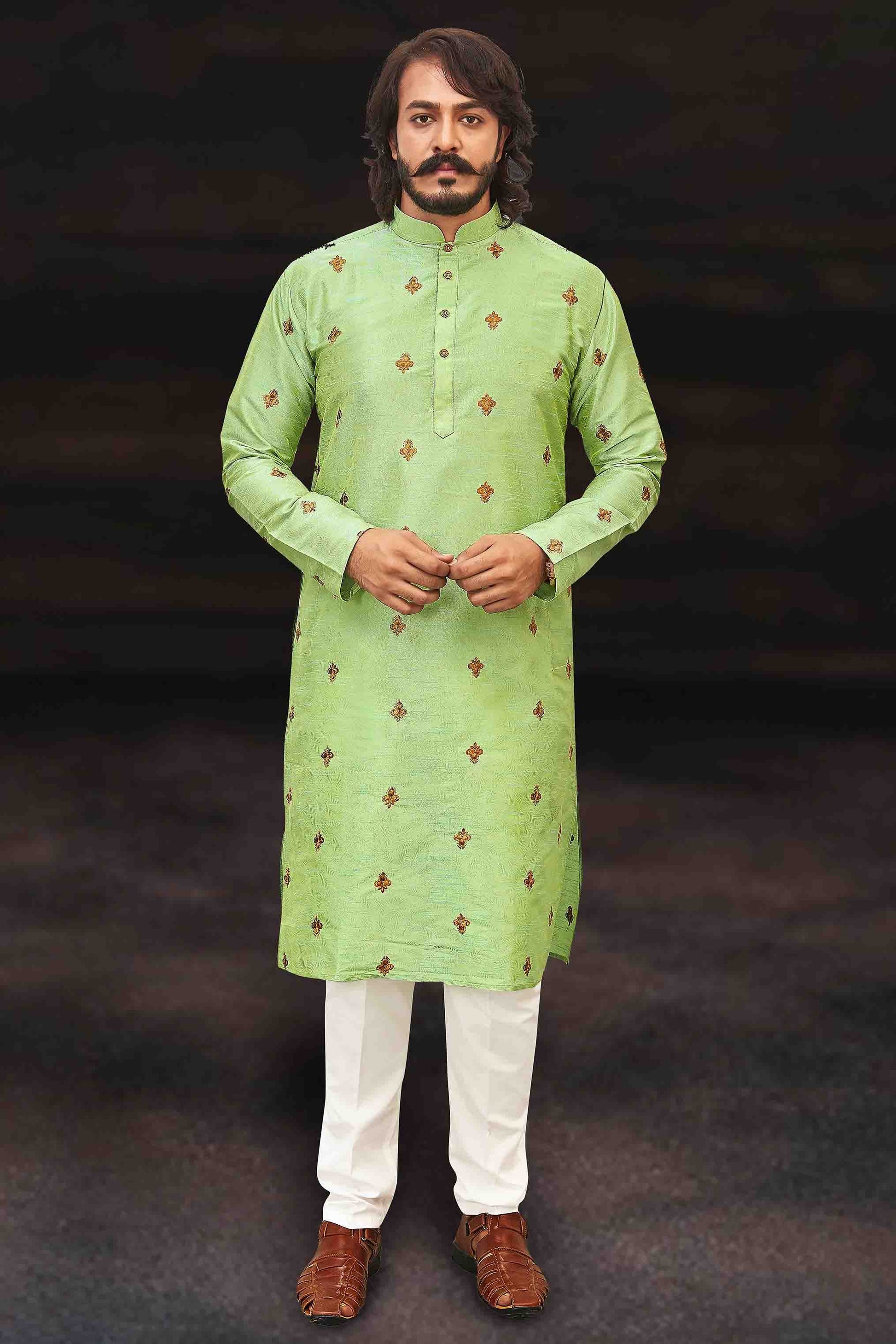 Pista Green Colour Kurta Pajama In Art Silk KP1210002
