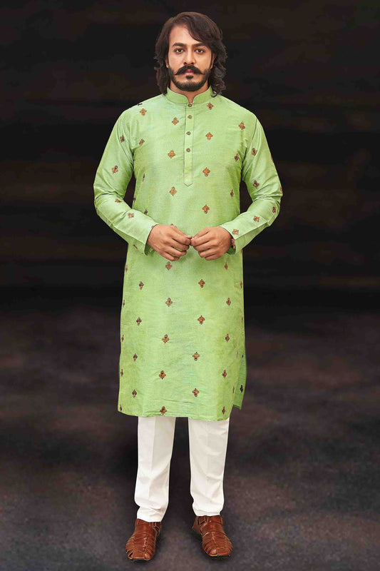 Pista Green Colour Kurta Pajama In Art Silk KP1210002
