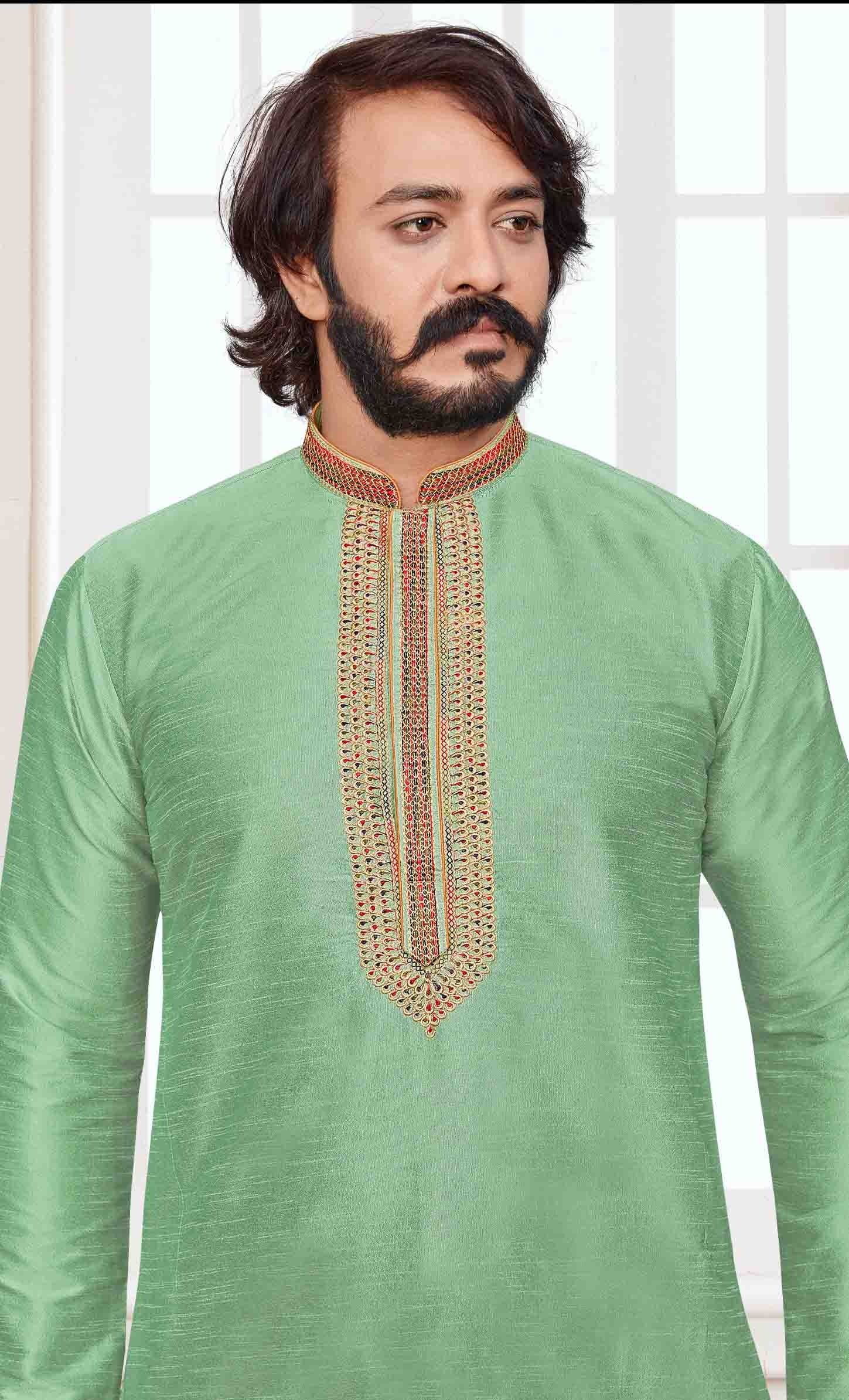Pista Green Colour Kurta Pajama In Art Silk KP1210101 A